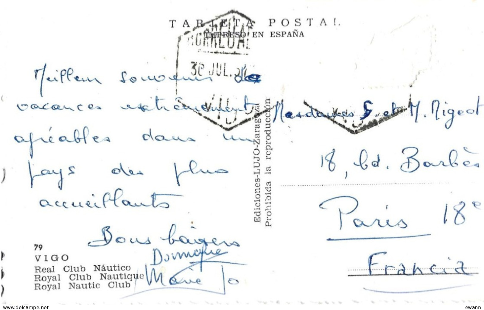 Espagne - Carte Postale - Vigo - Royal Club Nautique - Autres & Non Classés