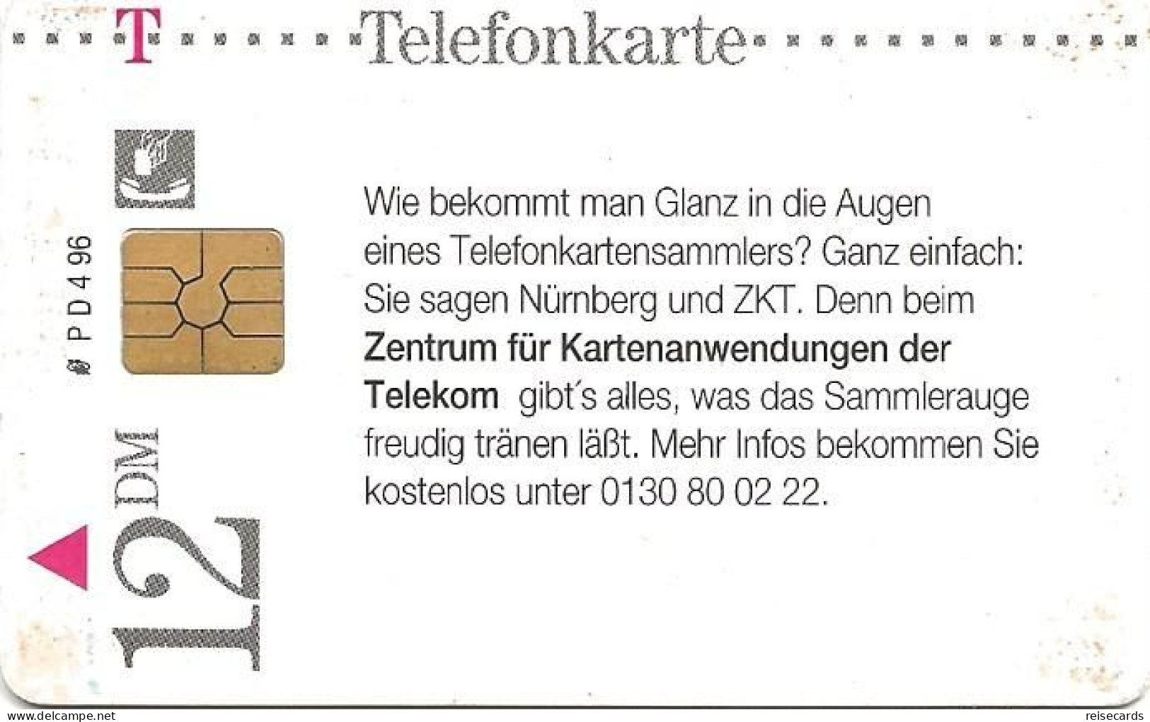 Germany: Telekom PD 4 96 ZKT Zentrum Für Kartenanwendungen - P & PD-Series: Schalterkarten Der Dt. Telekom