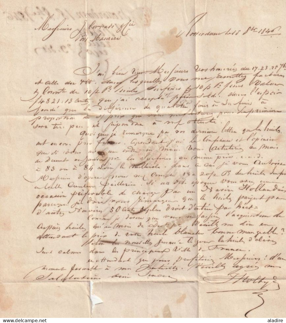 1846 - Lettre Pliée En Français De ROTTERDAM, Pays Bas Vers PORT MAURIZIO, Italia - VIA FRANCE Et NIZZA Nice - ...-1852 Prephilately