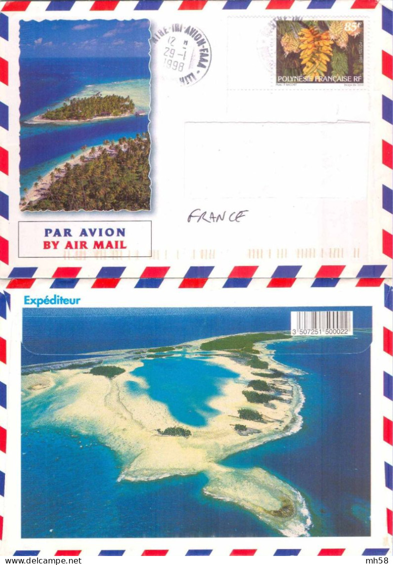 POLYNESIE - N° 545 Du RARE Carnet Tourisme 1997 Sur Enveloppe Illustrée Vers La France - 85 F Régime De Bananes - Storia Postale