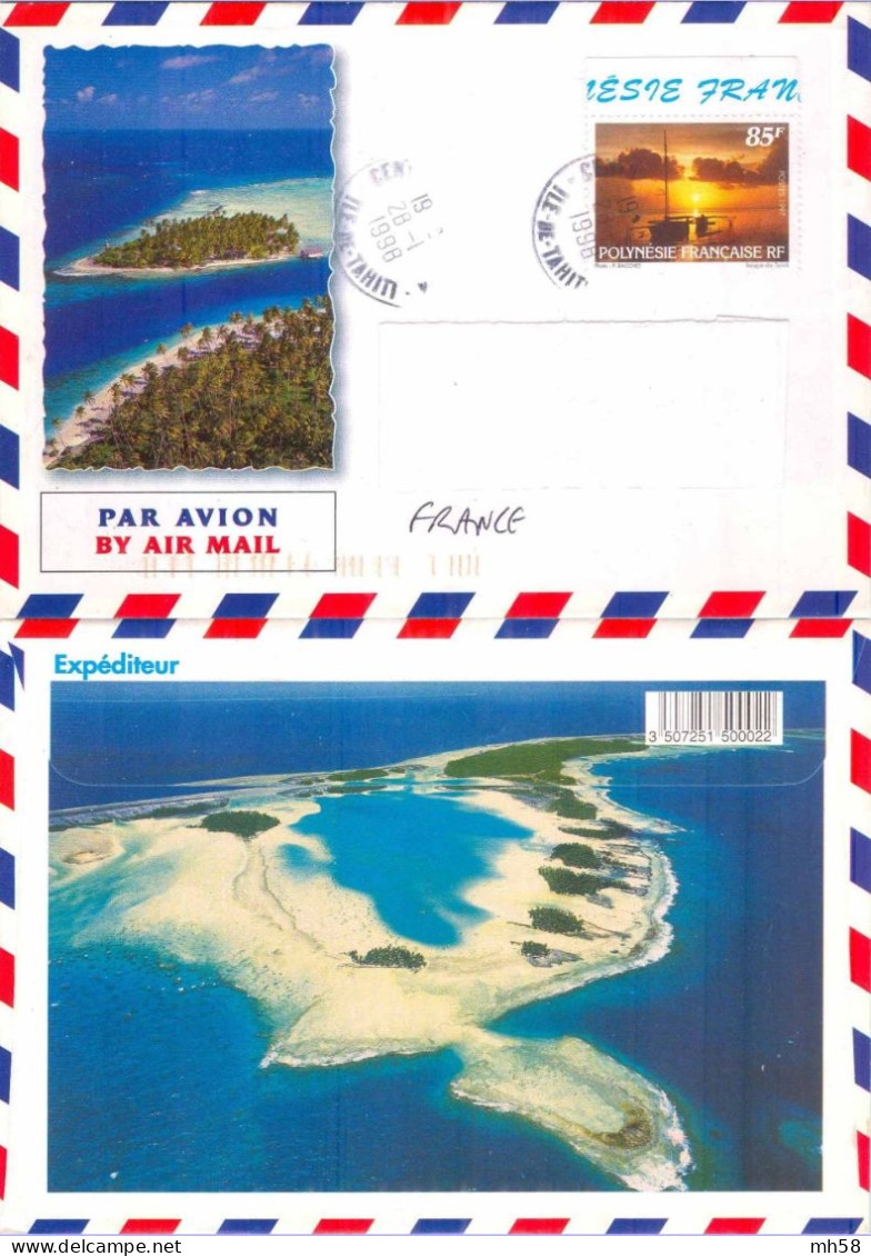 POLYNESIE - N° 543 Du RARE Carnet Tourisme 1997 Sur Enveloppe Illustrée Vers La France - 85 F Embarcation Typique - Brieven En Documenten