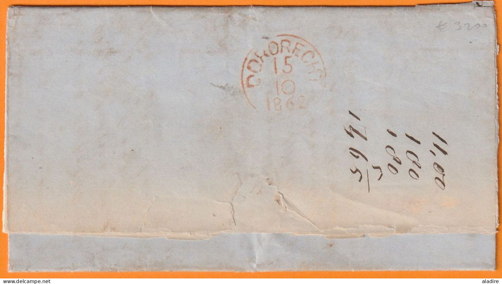 1862 - Lettre Pliée En Français De PASAROEANG, Java Vers DORDRECHT, Pays Bas - VIA MARSEILLE, France - Taxe 120 - Niederländisch-Indien