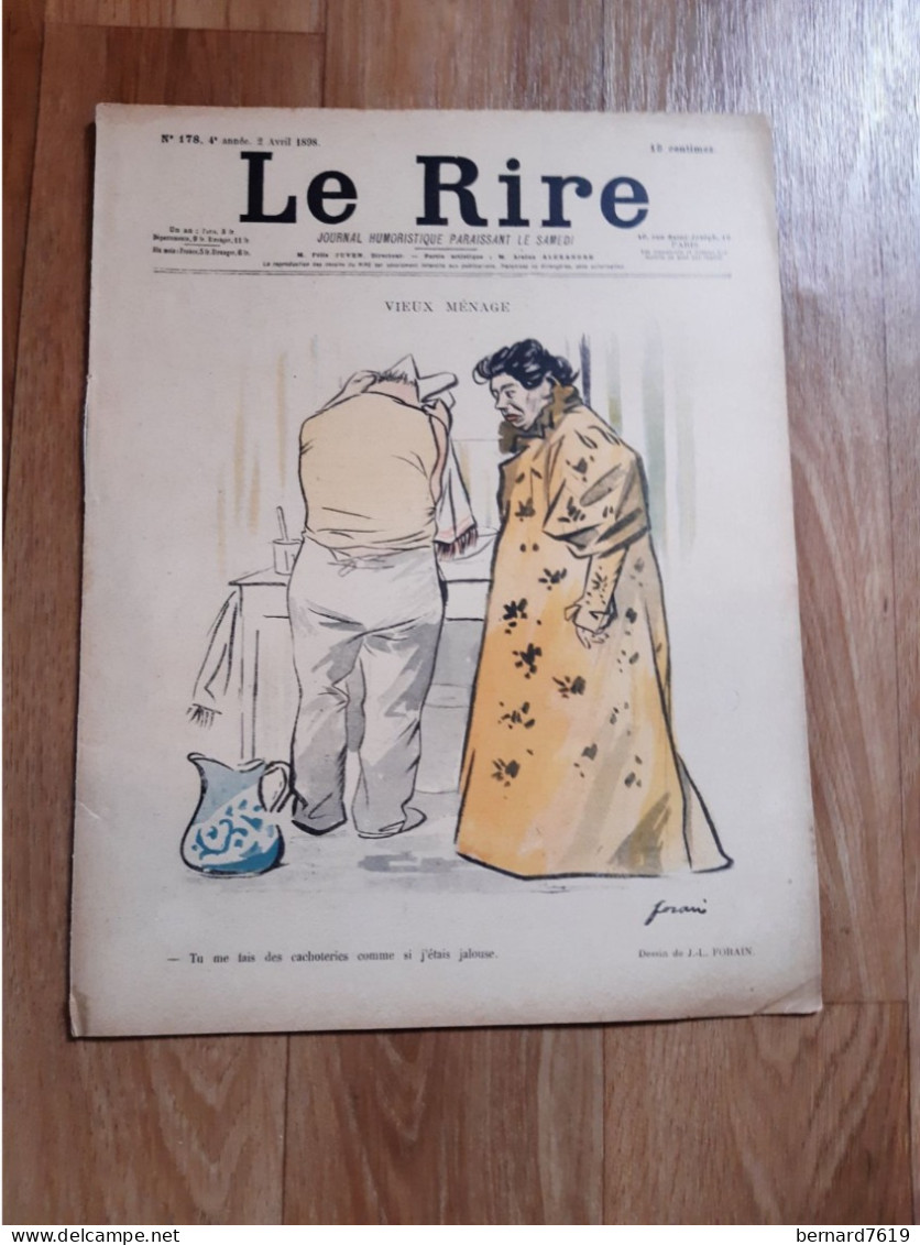 Journal Humoristique - Le Rire N° 178 -   Annee 1898 - Dessin  De Jl Forain - Benjamin Rabier - 1850 - 1899