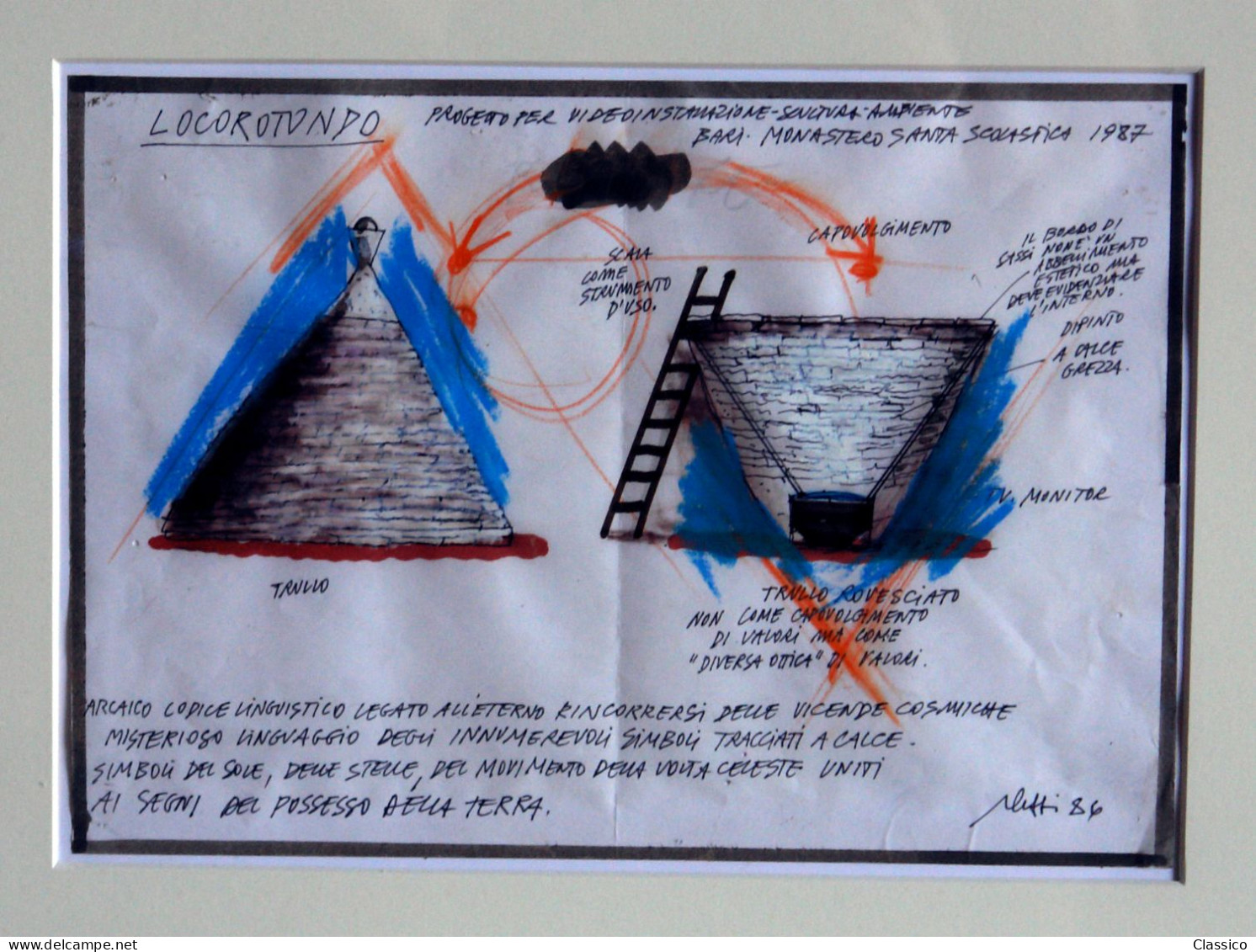 Locorotondo Di Fabrizio Plessi Disegno Originale Autentico - Acryliques