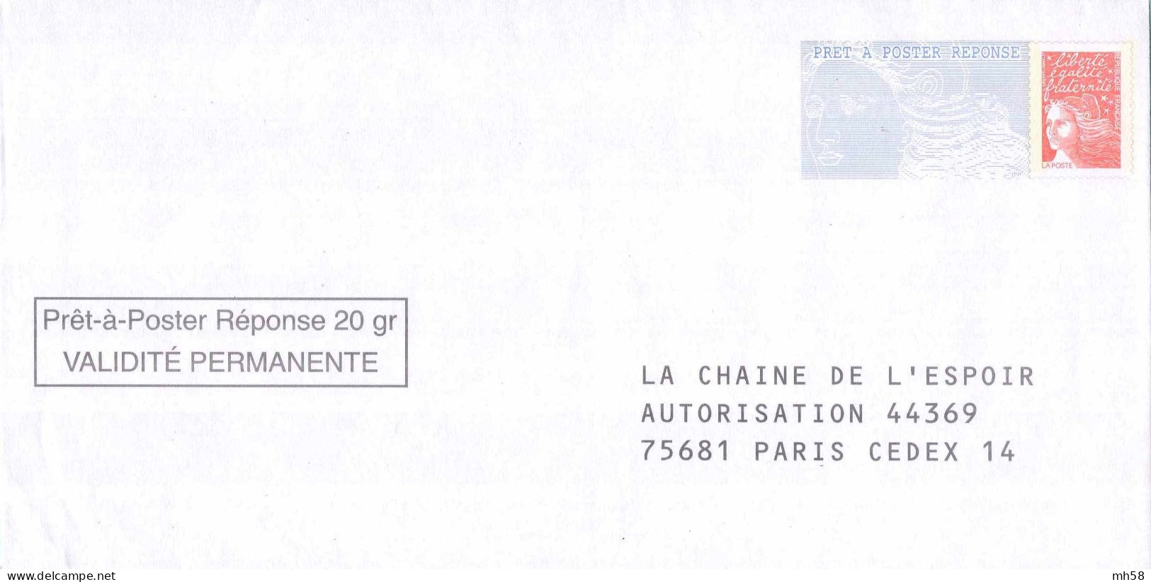 Entier FRANCE - PAP Enveloppe Réponse Chaîne De L'espoir Neuf ** - TVP Luquet La Poste Rouge - PAP: Ristampa/Luquet