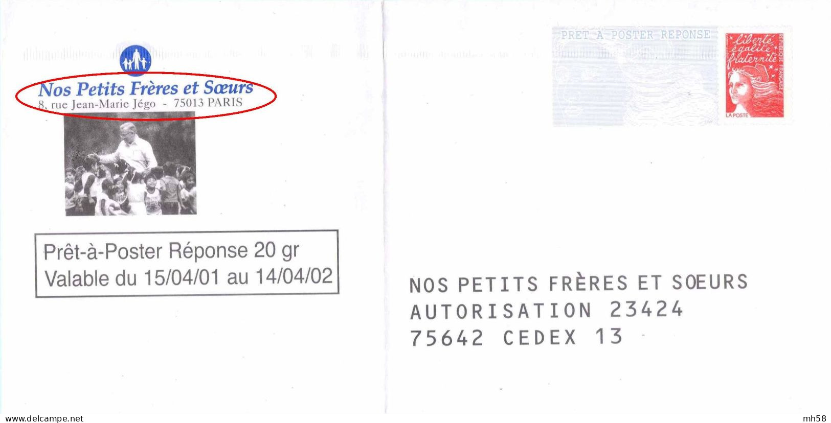 Entier FRANCE - PAP Enveloppe Réponse Petits Frères Et Soeurs Neuf ** - TVP Luquet La Poste Rouge - Listos Para Enviar: Respuesta /Luquet