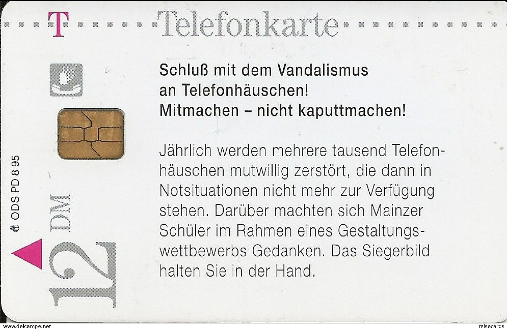 Germany: Telekom PD 8.95 Vandalismus An Telefonhäuschen - P & PD-Reeksen : Loket Van D. Telekom