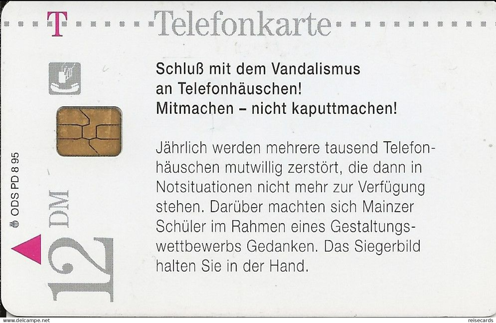 Germany: Telekom PD 8.95 Vandalismus An Telefonhäuschen - P & PD-Series : Guichet - D. Telekom