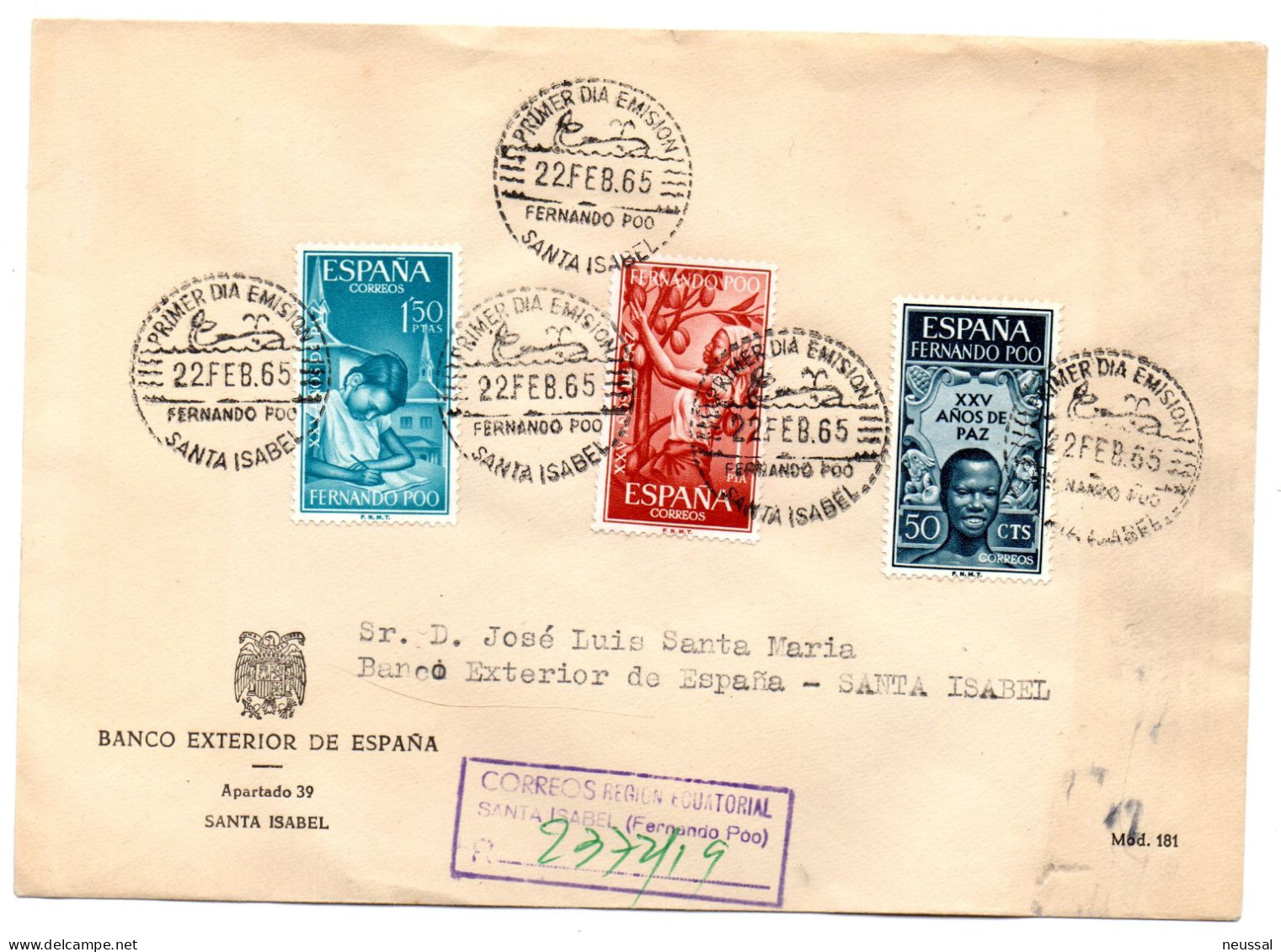 Carta De 1965 Santa Isabel  Fernando Poo - Fernando Po