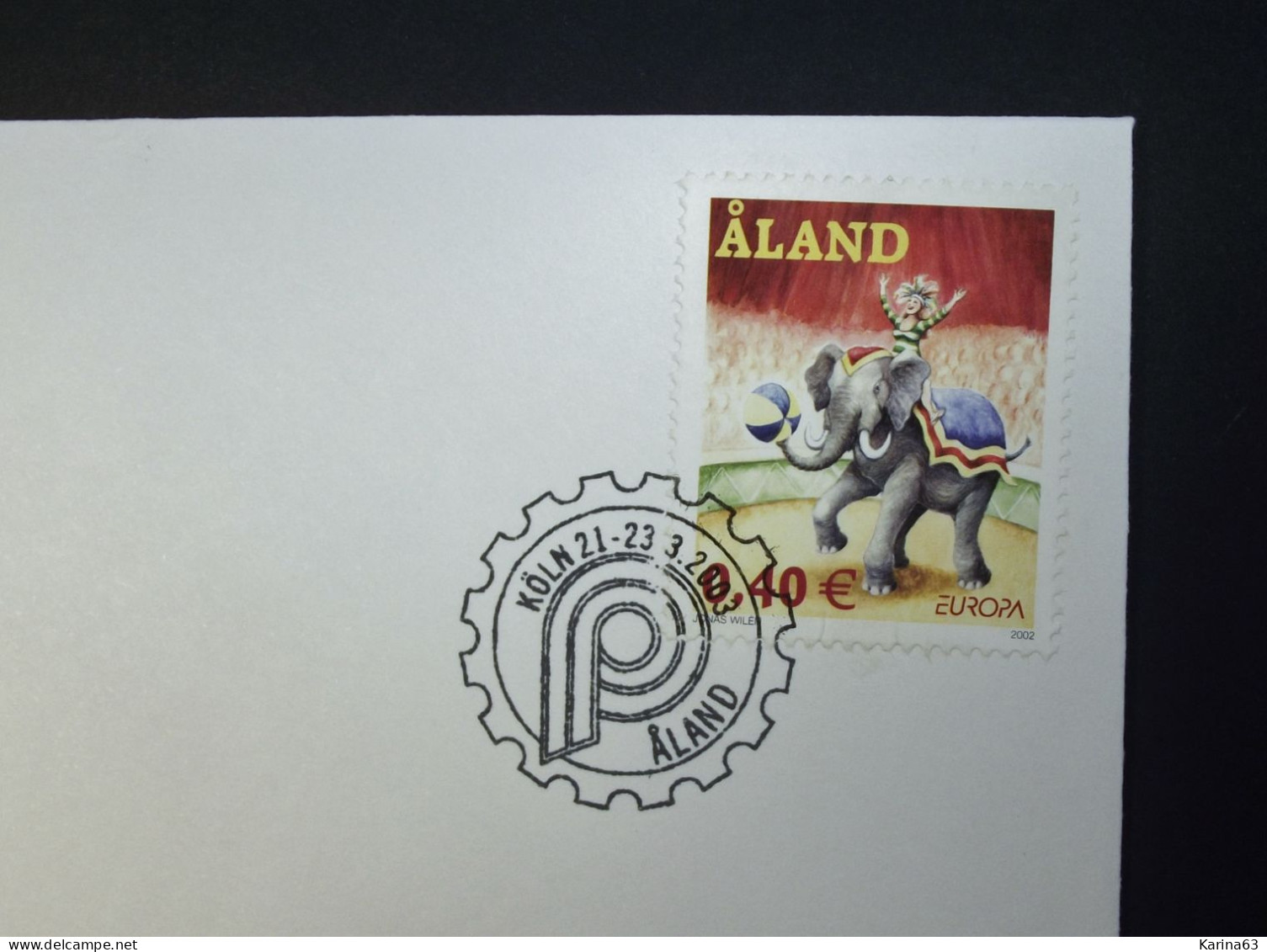 Aland - 2002 - Envelope - Stamp N° 207  - Europa - Circus - Elephant - Koln - Aland 2002 - Aland