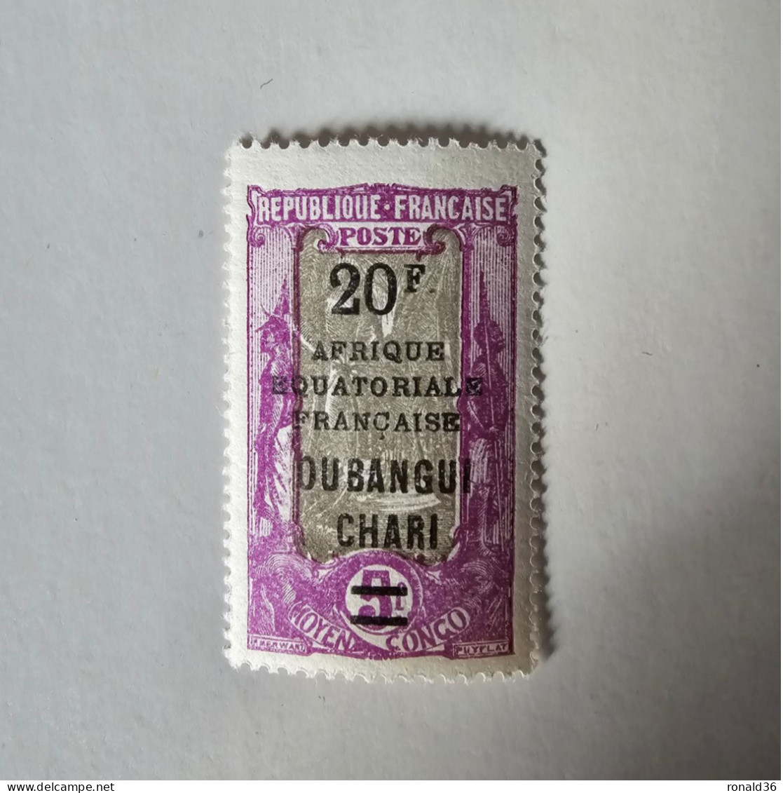 OUBANGUI Chari POSTES N° 74 Neuf 20 5 F Francs Moyen Congo FRANCE RF Timbre Francais Ex Colonie Française Protectorat - Unused Stamps