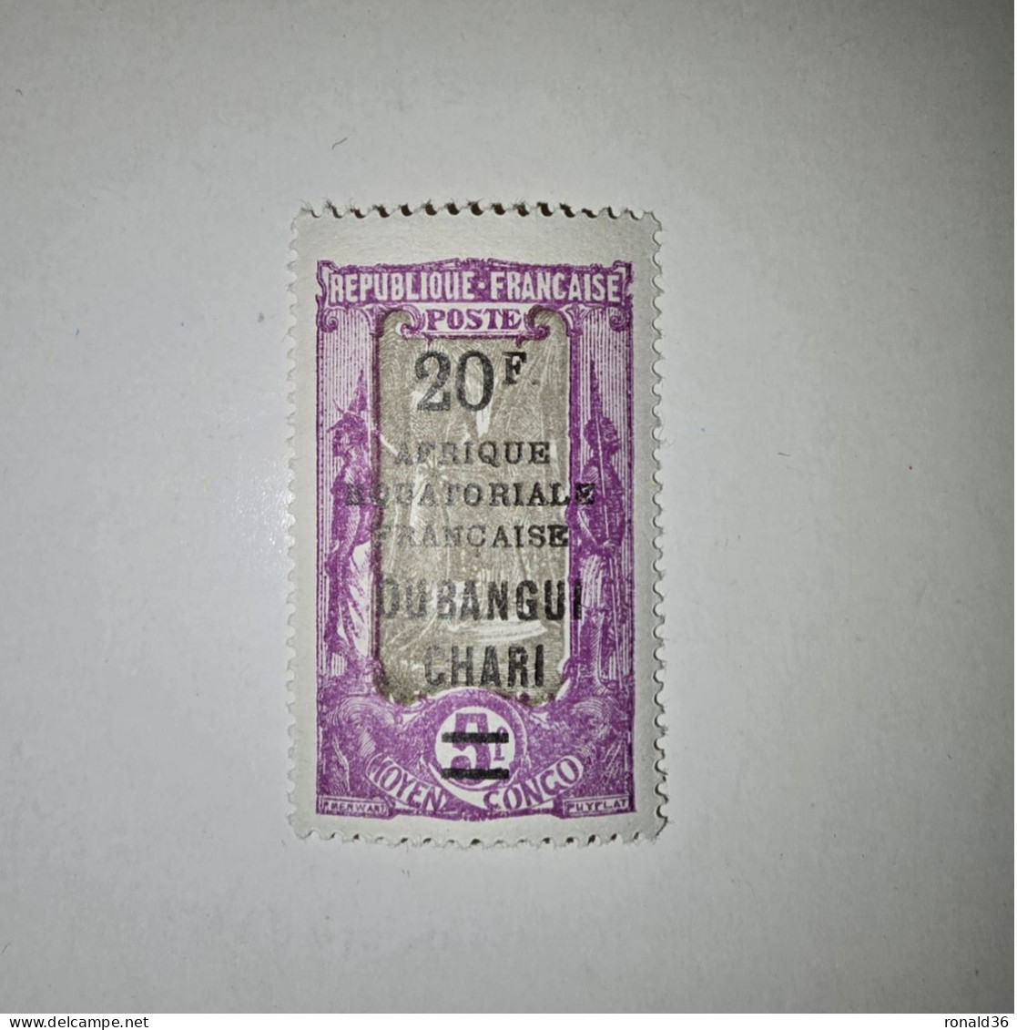 OUBANGUI Chari POSTES N° 74 Neuf 20 5 F Francs Moyen Congo FRANCE RF Timbre Francais Ex Colonie Française Protectorat - Neufs