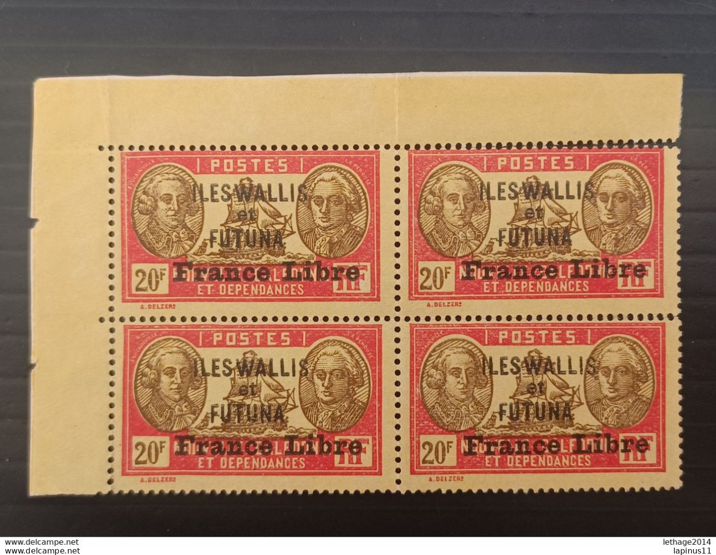 ILES WALLIS ET FUTUNA 1941 NOUVELLE CALEDONIE OVERPRINT FRANCE LIBRE CAT. YVERT N.124 BLOCK MNH - Nuevos