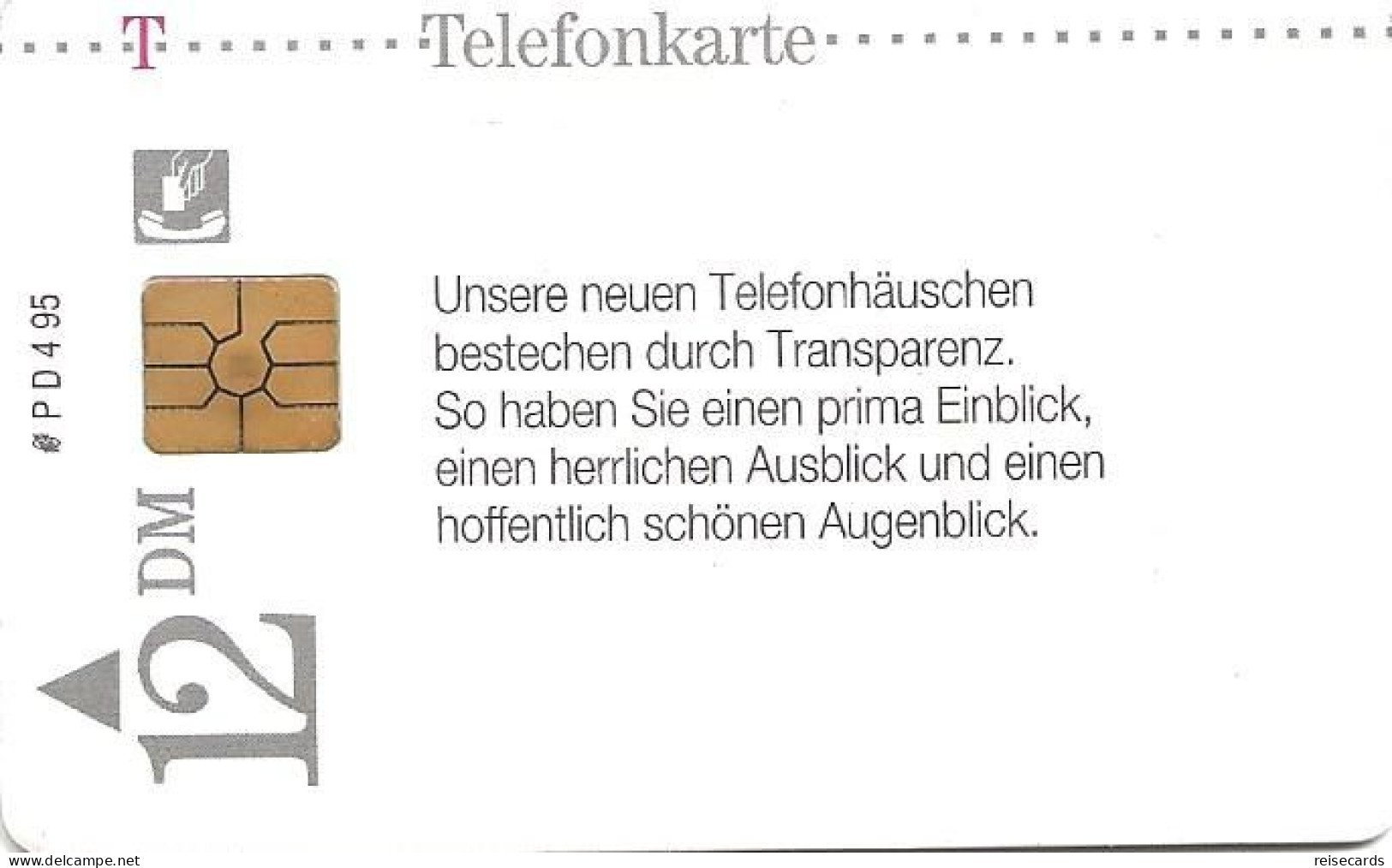 Germany: Telekom PD 4 95 Die Neuen Telefonhäuschen - P & PD-Series: Schalterkarten Der Dt. Telekom