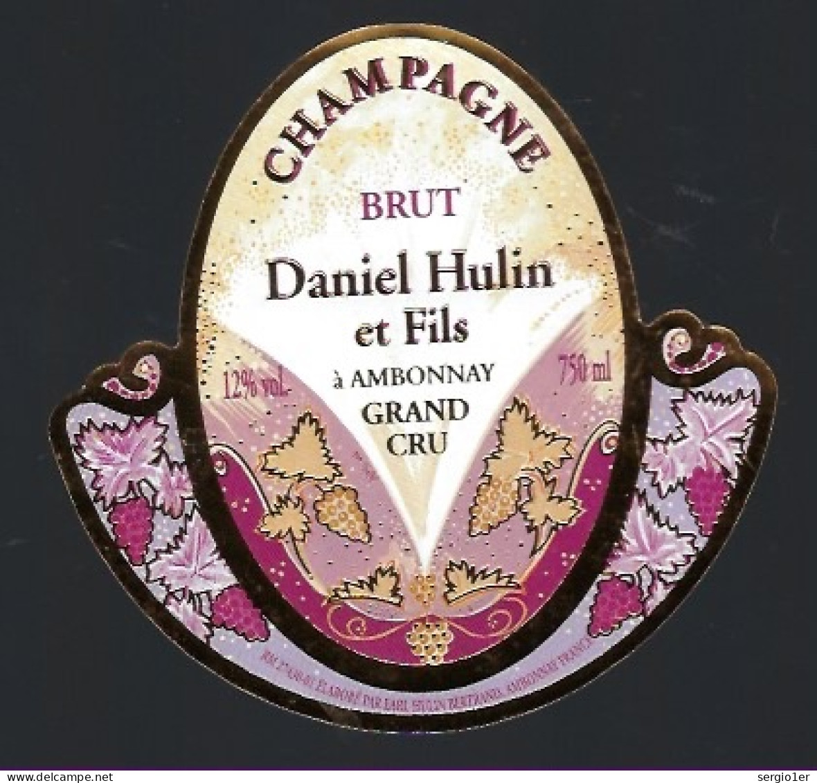 Etiquette Champagne Brut Grand Cru  Daniel Hulin & Fils  Ambonnay  Marne 51 - Champagner