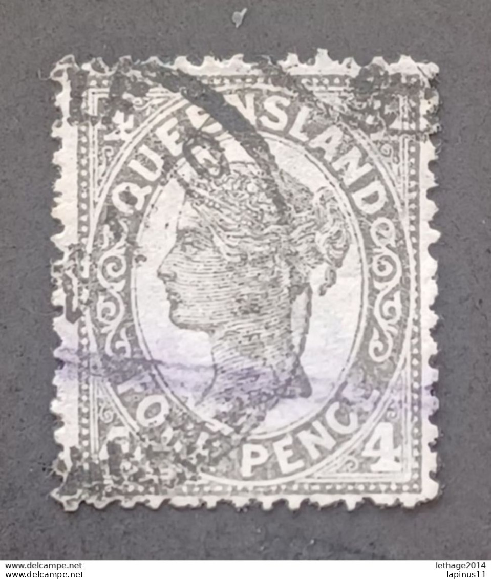 AUSTRALIA OC QUEENSLAND 1907 VICTORIA CAT SCOTT N 98 ERROR COLOR GREEN-BLACK NOT BLACK WMK F - Usati