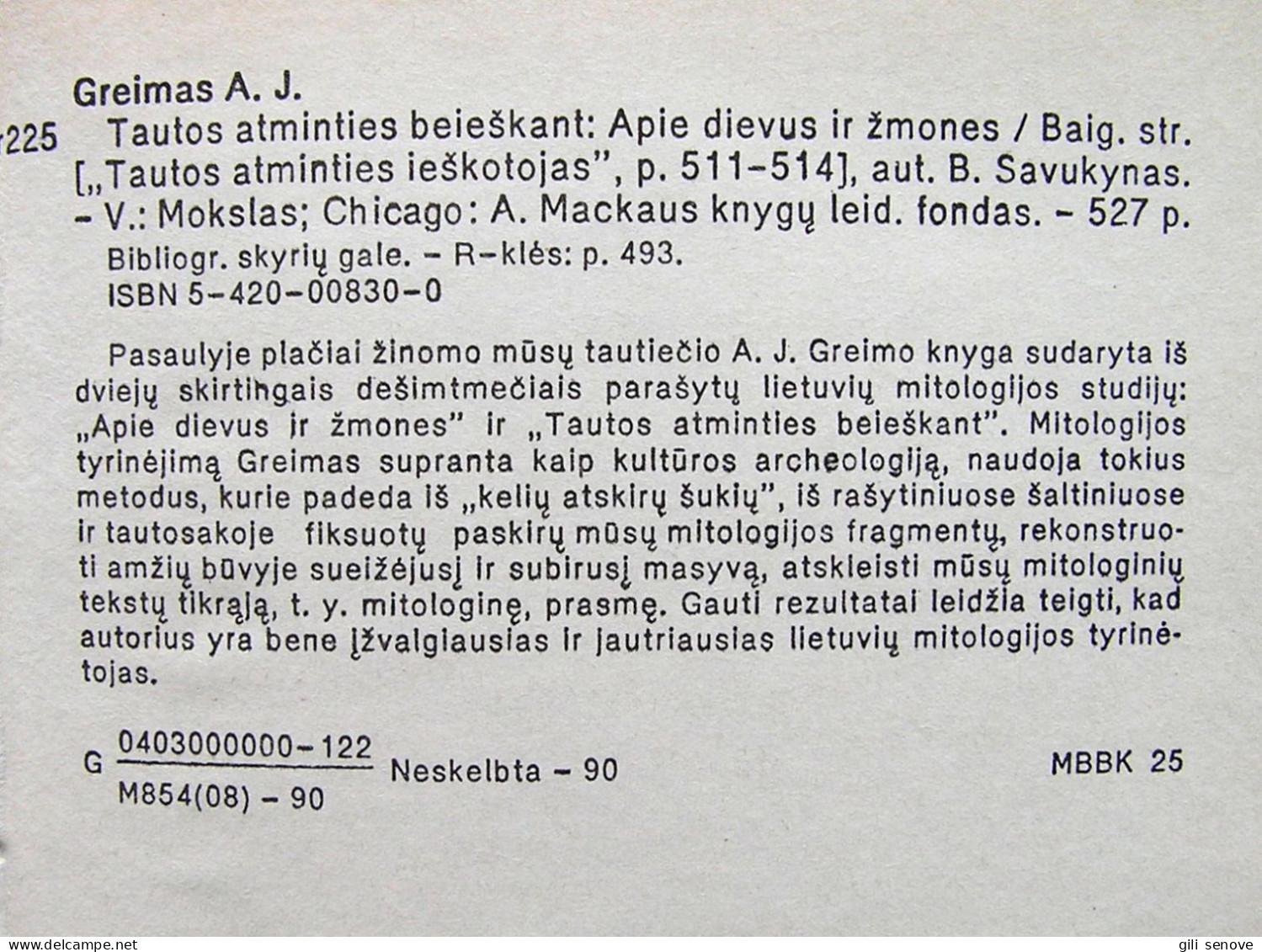 Lithuanian Book / Tautos Atminties Beieškant By Greimas 1990 - Culture