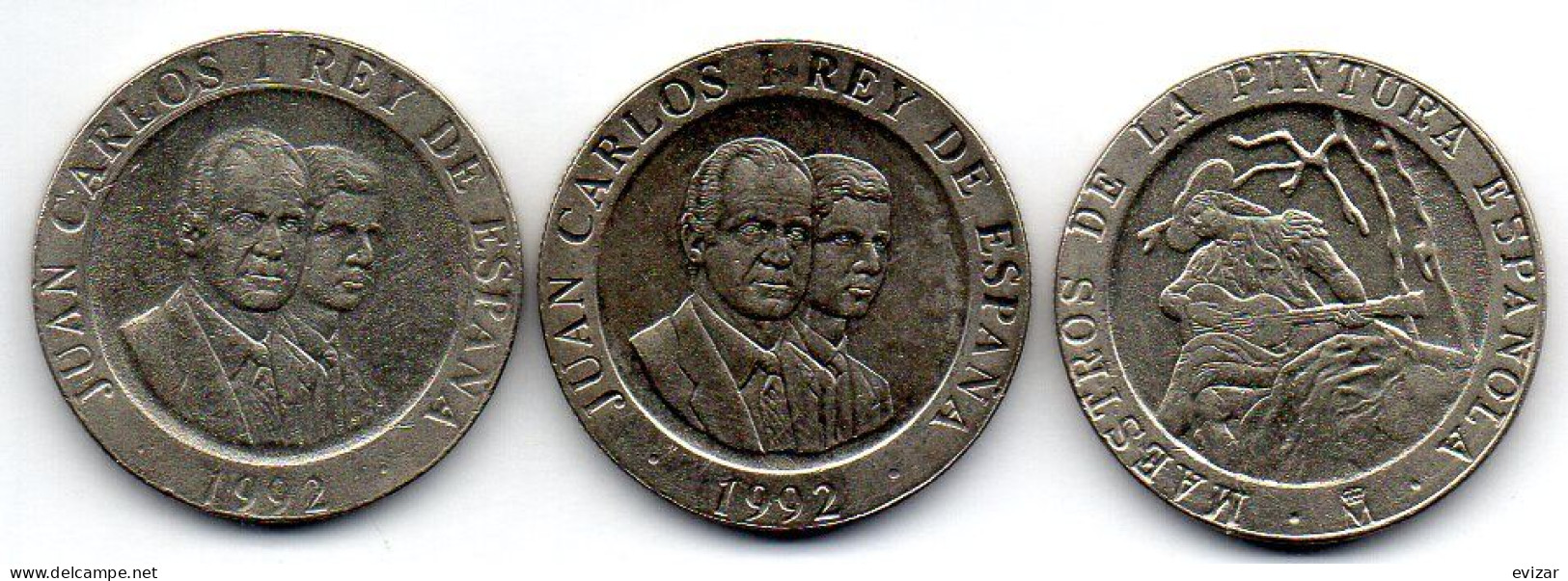 SPAIN, Set Of Three Coins 200 Pesetas, Copper-Nickel, Year 1992, 1996, KM # 909, 910, 965 - 200 Peseta