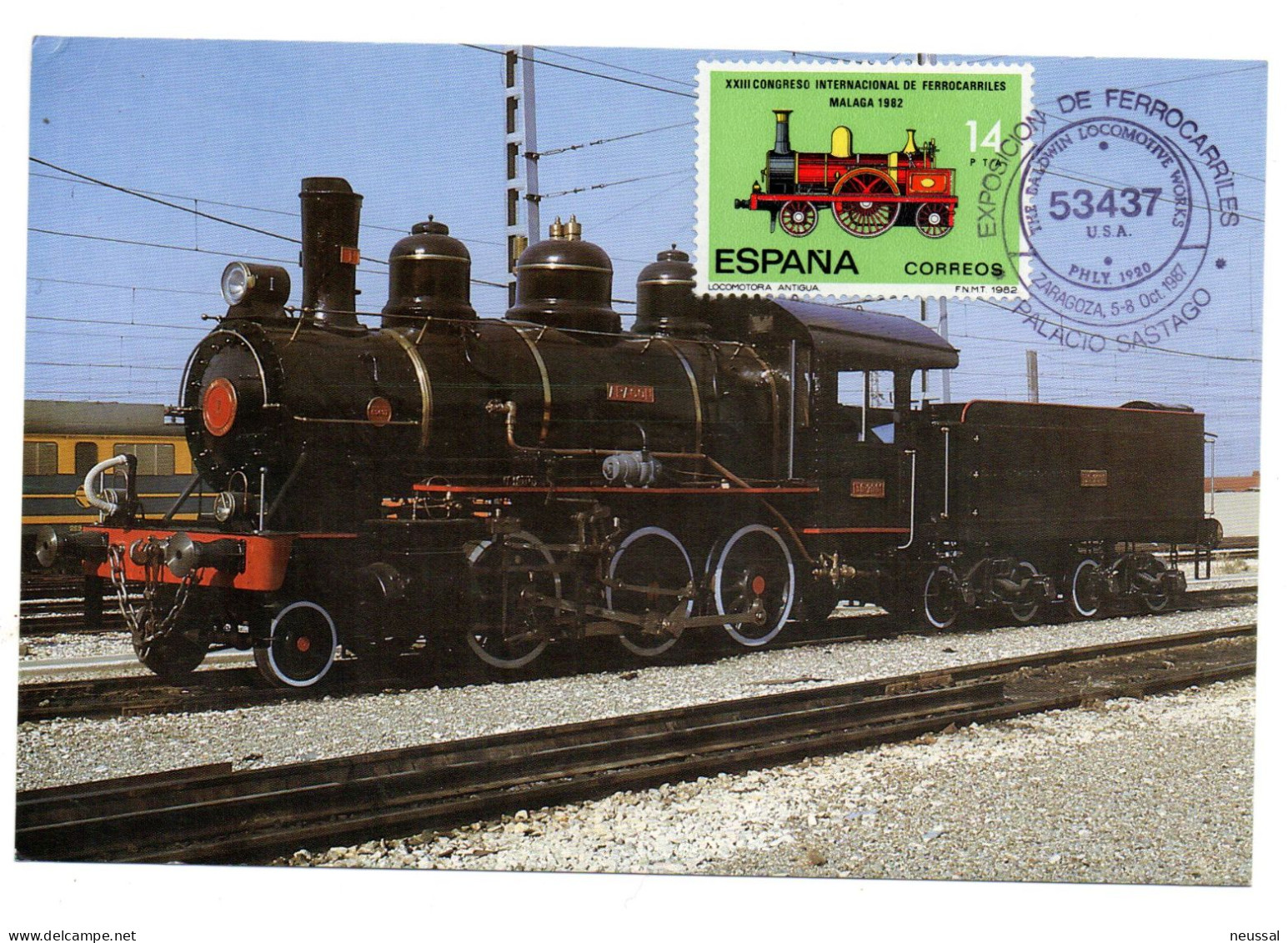 Tarjeta Con Matasellos De Ferrocarriles De 1987 - Brieven En Documenten