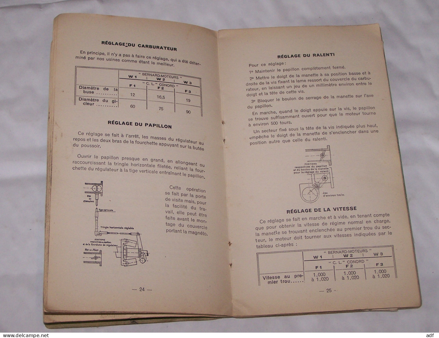 RECUEIL TECHNIQUE " BERNARD MOTEURS " TYPES W. 1, W. 2, W. 3, " C.L. " CONORD TYPES F. 1, F.2, F.3 - Bricolage / Technique