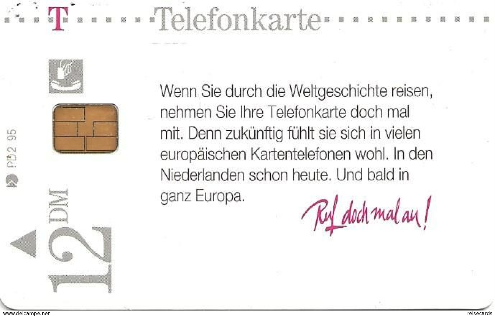 Germany: Telekom PD 2.95 Reisekarte (Seriennummer Gestanzt) - P & PD-Series : Taquilla De Telekom Alemania