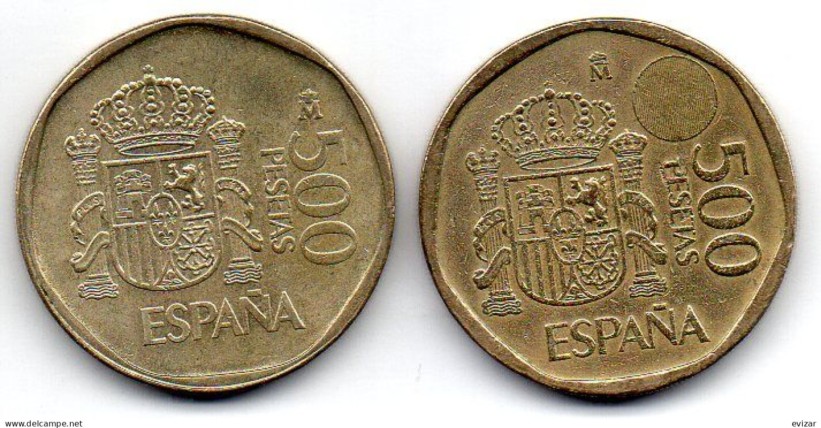 SPAIN, Set Of Two Coins 500 Pesetas, Copper-Aluminum-Nickel, Year 1989, 1996, KM # 831, 924 - 500 Pesetas