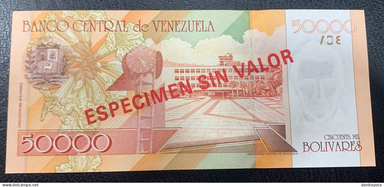 VENEZUELA. 50000 BOLIVARES 24 AGOSTO 1998. SOBRECARGA "ESPECIMEN SIN VALOR" - Venezuela