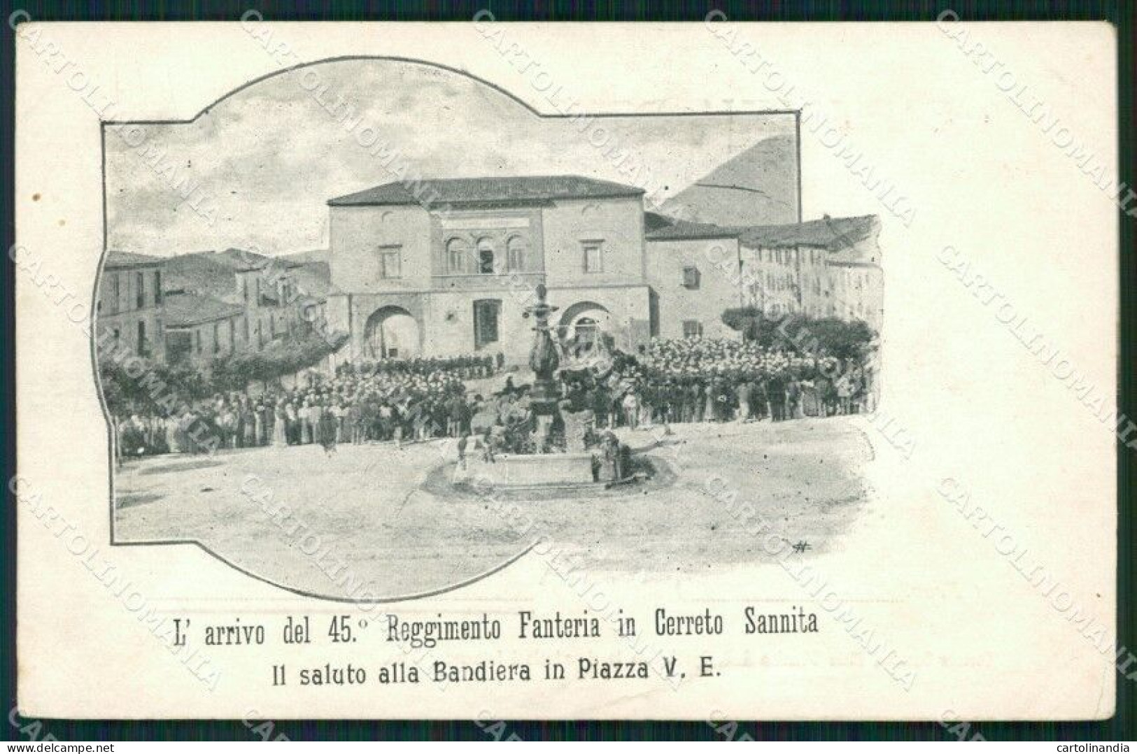 Benevento Cerreto Sannita 45º Reggimento Fanteria Militari Cartolina QT7639 - Benevento