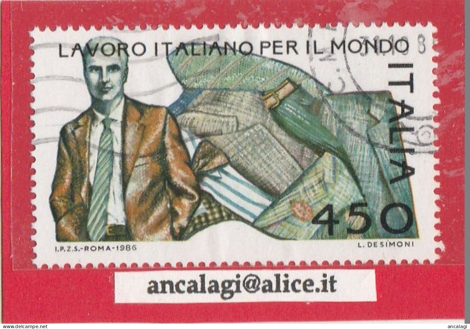 USATI ITALIA 1986 - Ref.0546B "LAVORO ITALIANO PER IL MONDO" 1 Val. - - 1981-90: Usati