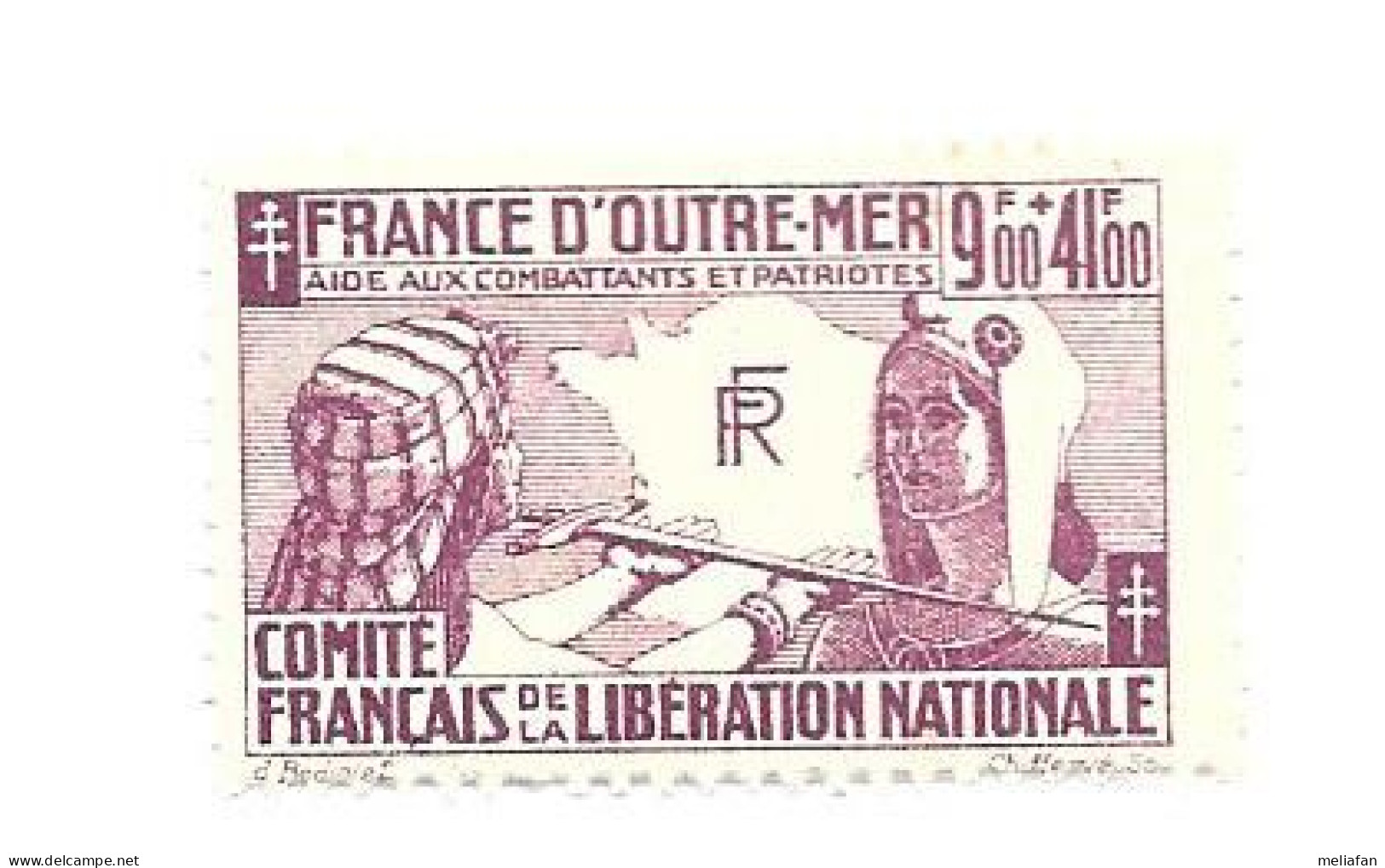 KB708 - VIGNETTES FRANCE D'OUTRE MER - COMITE FRANCAIS DE LIBERATION NATIONALE - Military Heritage