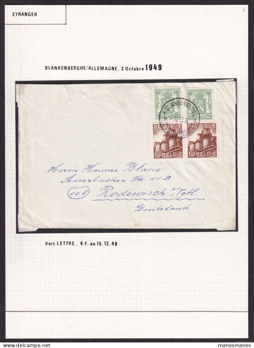 DDFF 905 -- Collection Petit Sceau De L' Etat - Enveloppe BLANKENBERGHE 1948 Vers L' Allemagne - TP 80 C.COB 15 EUR S/l. - 1935-1949 Petit Sceau De L'Etat