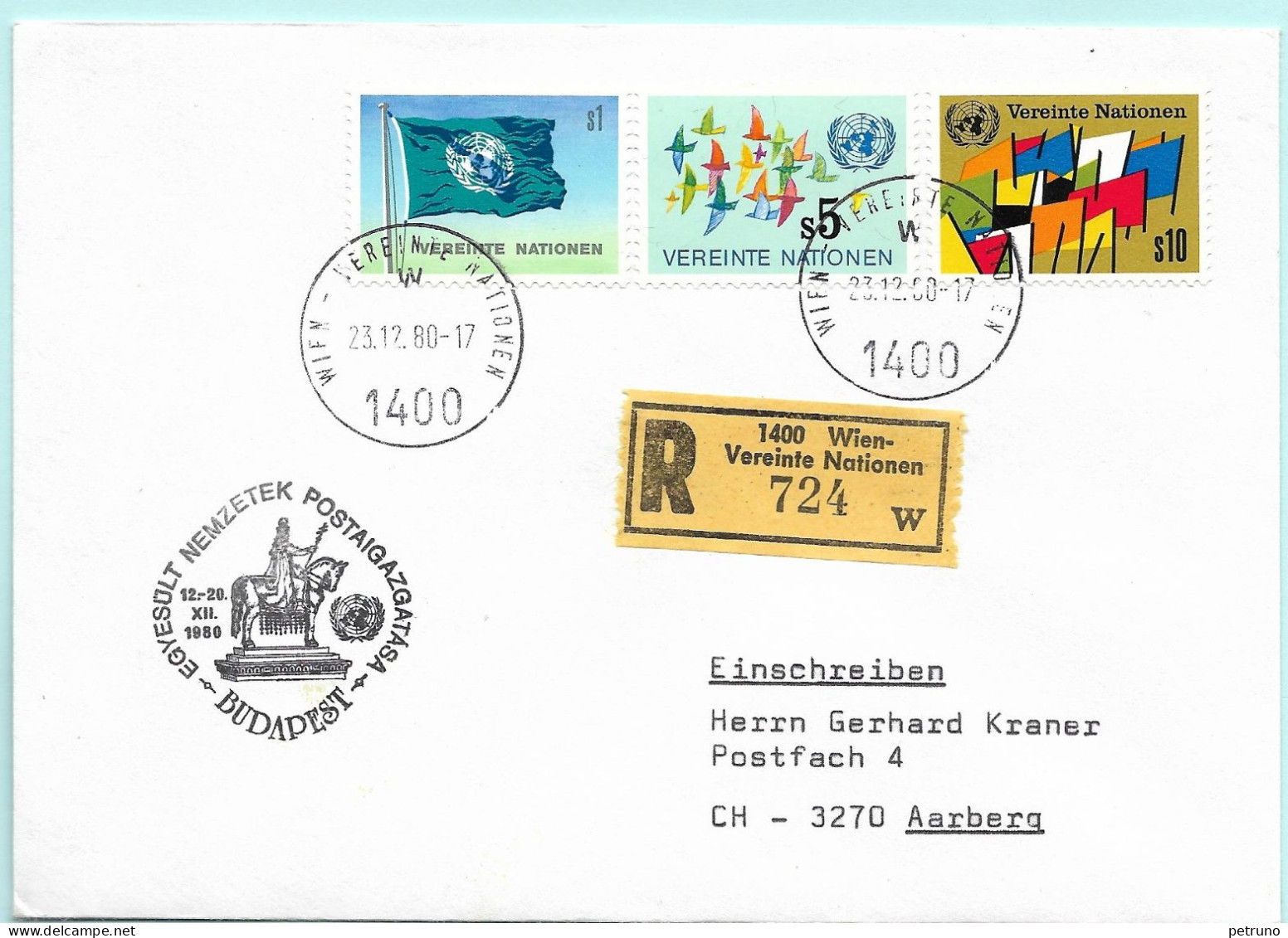 UNO-Wien R-Brief Budapest H Erinnerungsstempel MI-No 11 - Brieven En Documenten