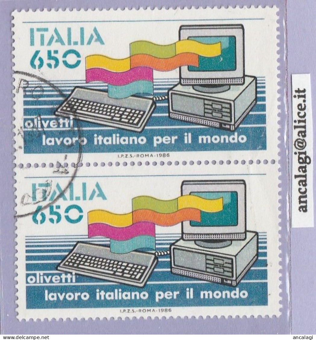 USATI ITALIA 1986 - Ref.0546A "LAVORO ITALIANO PER IL MONDO" 1 Val. In Coppia - - 1981-90: Usati