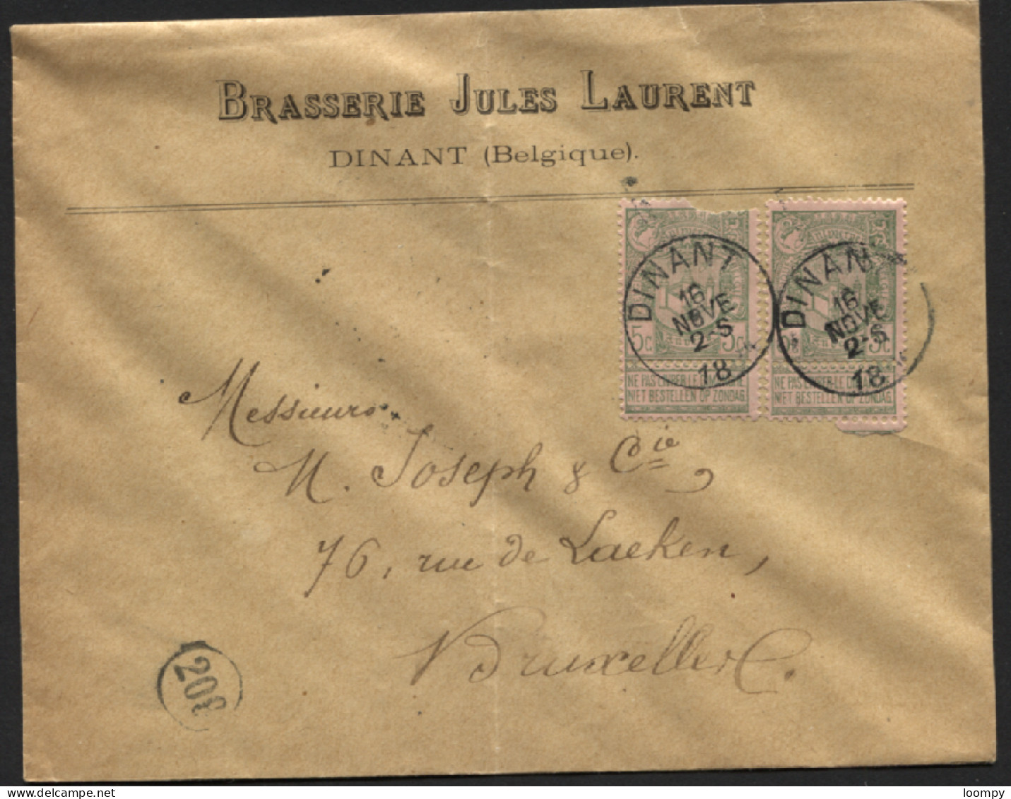 68 (2) Obl. DINANT S/Lettre Entête Brasserie Jules Laurent 1894 Brasseur Bière Brouwerij. Voir Autres Lettres - Birre