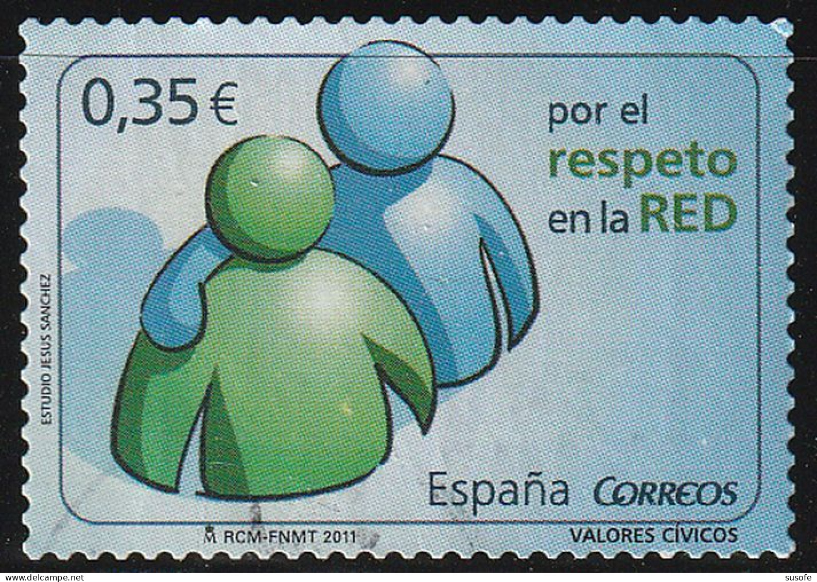 España 2011 Edifil 4642 Sello º Valores Cívicos Por El Respeto En La Red Michel 4593 Yvert 4296 Spain Stamp Timbre - Used Stamps