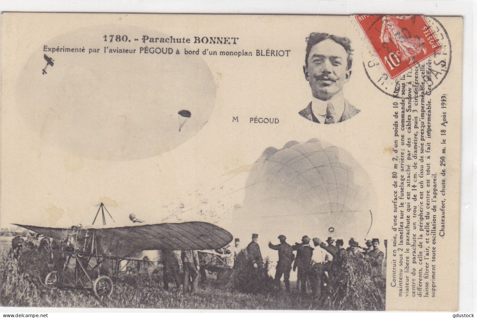 Parachute Bonnet Expérimenté Par L'aviateur Bégoud à Bod D'un Monoplan Blériot - Parachutisme