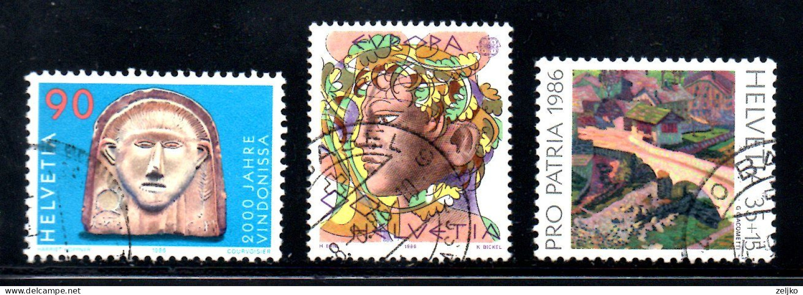 Switzerland, Used, 1986, Michel 1311, 1316, 1317, Lot - Storia Postale