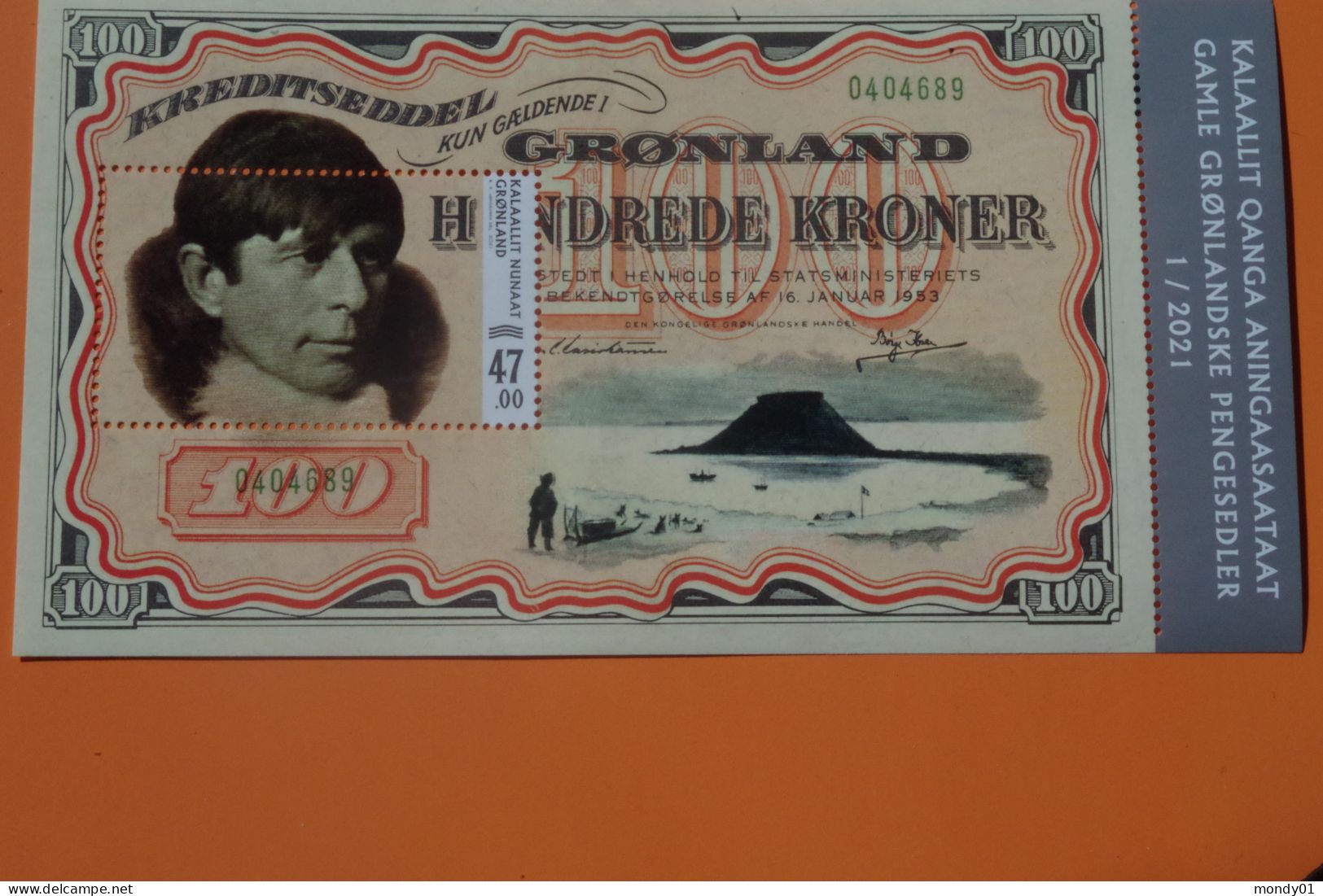 4-568 Explorateur Knud Rasmussen Chien Traineau Dogsled Inuit Danois Exploreur Billet Banque Pole Nord Arctic Banknote - Explorateurs