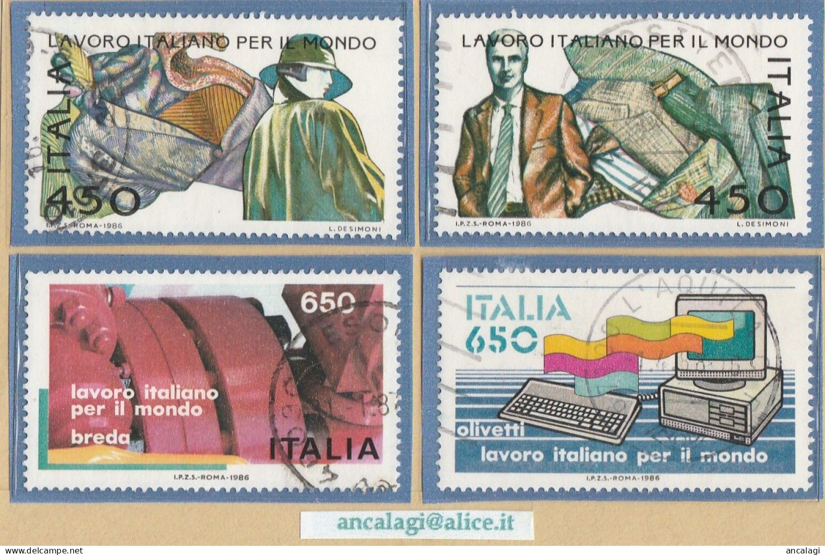 USATI ITALIA 1986 - Ref.0546 "LAVORO ITALIANO PER IL MONDO" Serie Di 4 Val. - - 1981-90: Gebraucht