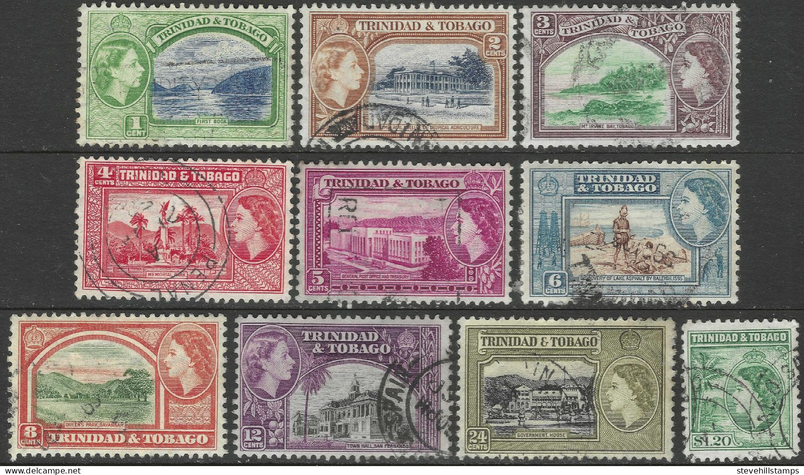 Trinidad & Tobago. 1953-59 Queen Elizabeth II. 10 Used Values To $1.20. SG 267etc. M4040 - Trinité & Tobago (...-1961)