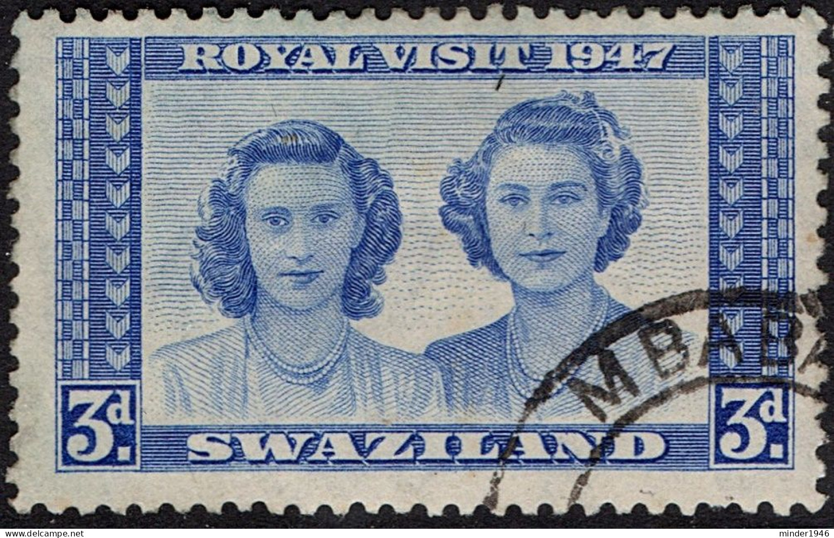 SWAZILAND 1947 KGVI 3d Ultramarine, Royal Visit SG44 FU - Swasiland (...-1967)