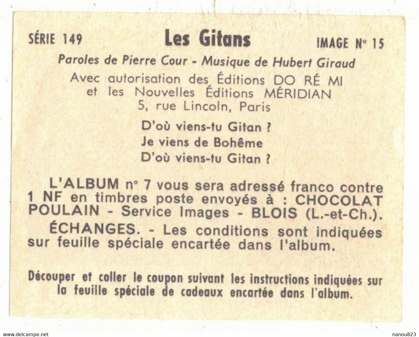 IMAGE CHROMO CHOCOLAT POULAIN Série 149 N° 15 MUSIQUE CHANSON LES GITANS TSIGANES BOHÊME GITAN MANOUCHE GUITARE CHÂTEAU - Poulain