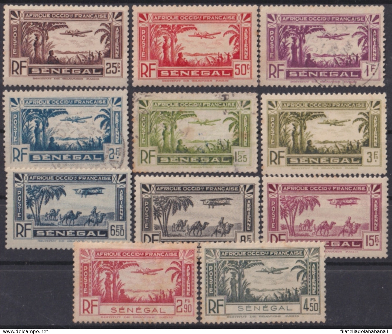 F-EX49205 SENEGAL FRANCE COLONIES 1935 AIRMAIL AVION AIRPLANE NO GUM.  - Other & Unclassified