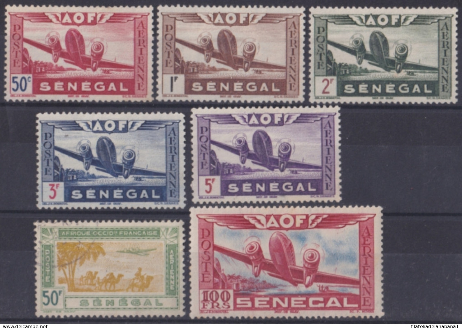 F-EX49206 SENEGAL FRANCE COLONIES 1942 AIRMAIL AVION AIRPLANE NO GUM.  - Used Stamps