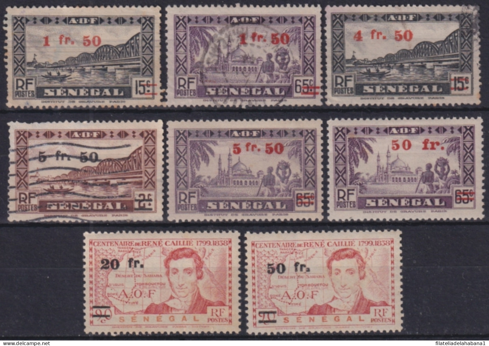 F-EX49207 SENEGAL FRANCE COLONIES 1944 OVERPRINT STAMPS LOT.  - Usati