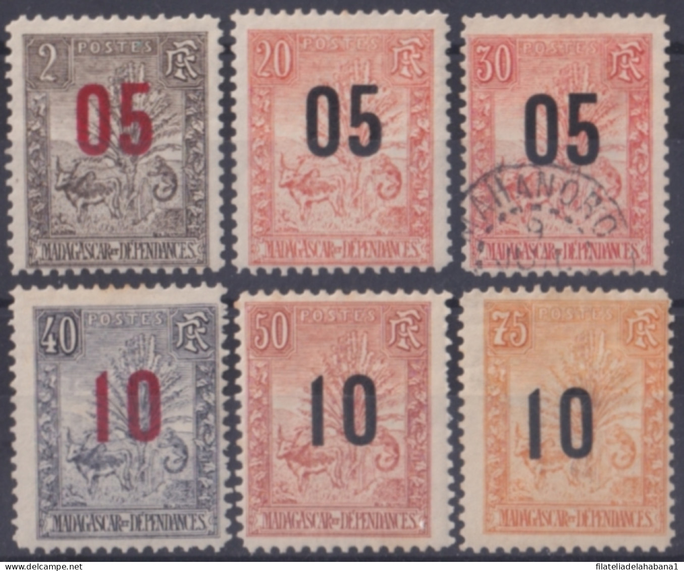 F-EX49287 MADAGASCAR FRANCE COLONIES 1912 OVERPRINT STAMP LOT.  - Neufs