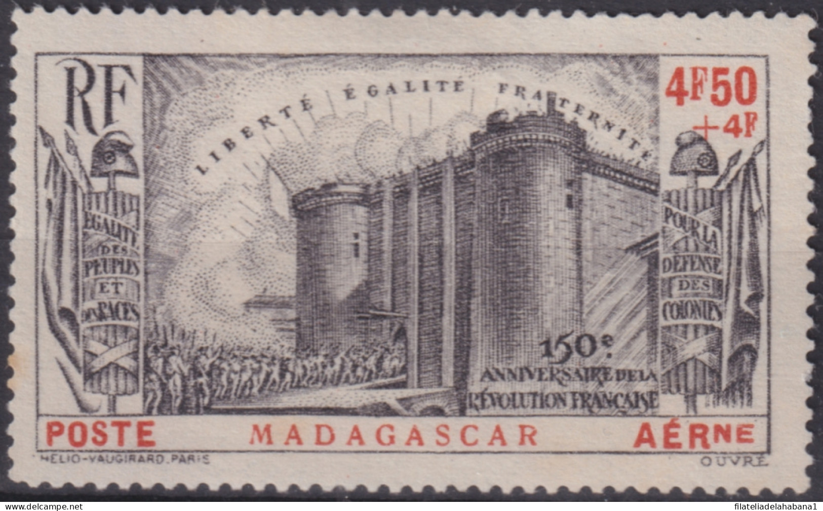 F-EX49290 MADAGASCAR FRANCE COLONIES 1939 REVOLUTION BASTILLE AIRMAIL.  - Nuevos