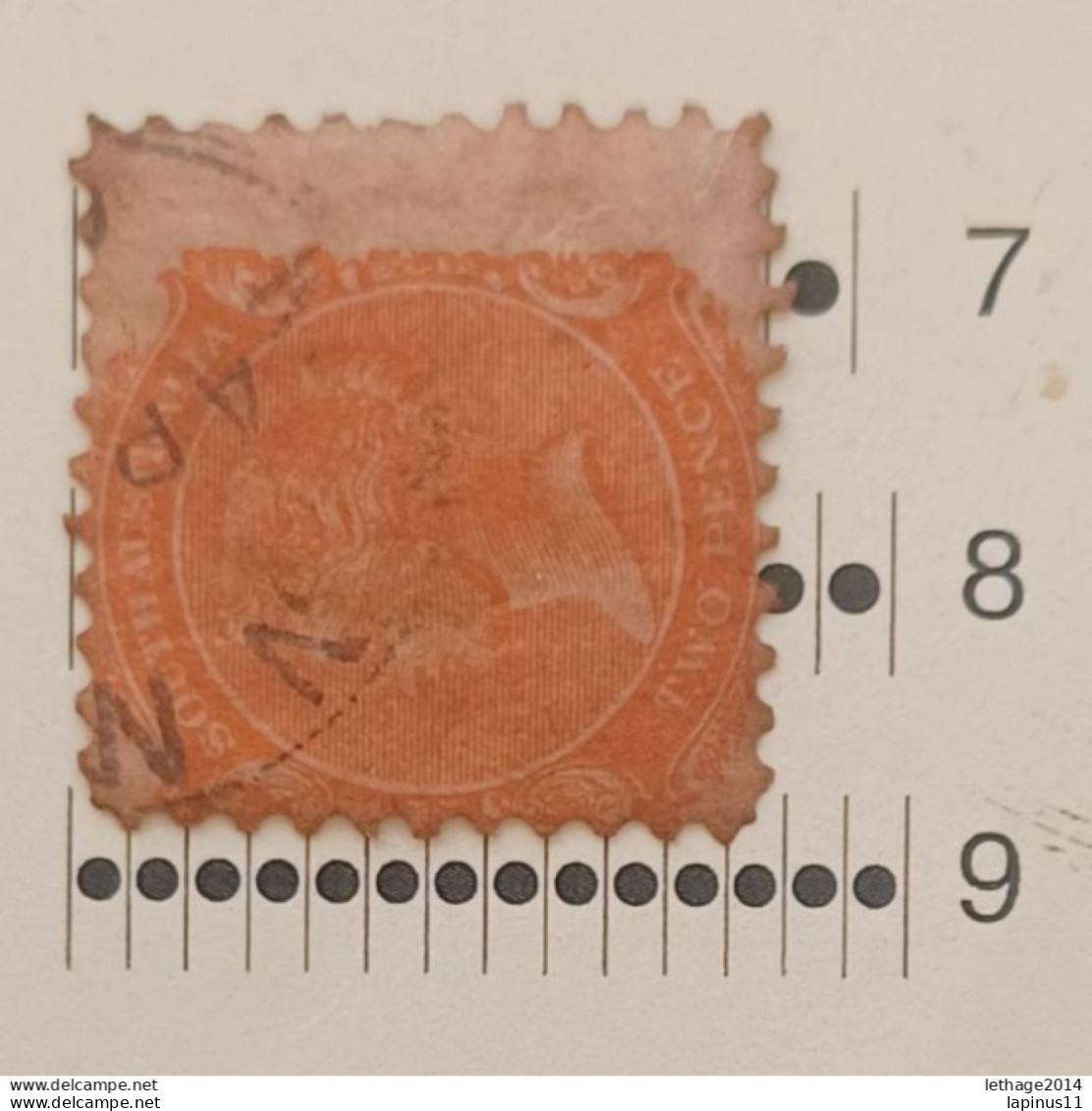 SOUTH AUSTRALIA 1868 QUEEN VICTORIA CAT GIBBONS N 157 PERF 9 VARIETY OF DRILLING, AND MEASUREMENT ERROR - Usati