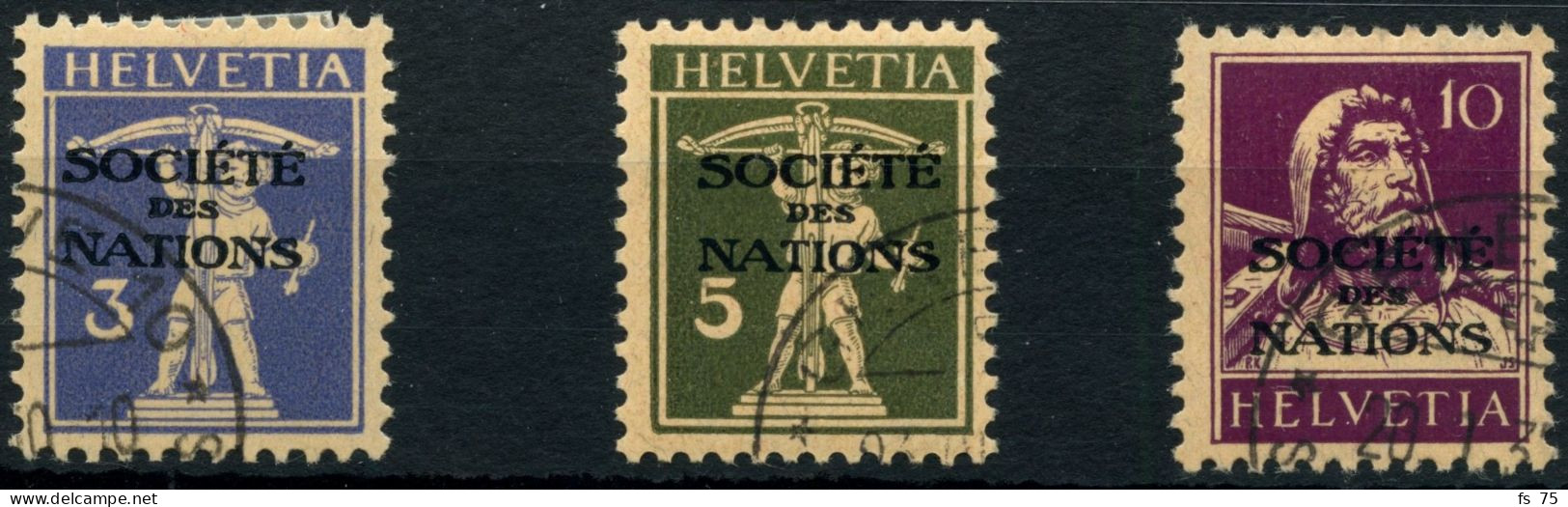 SUISSE - SERVICE N°33 A 35 - SOCIETE DES NATIONS - OBLITERES - Officials