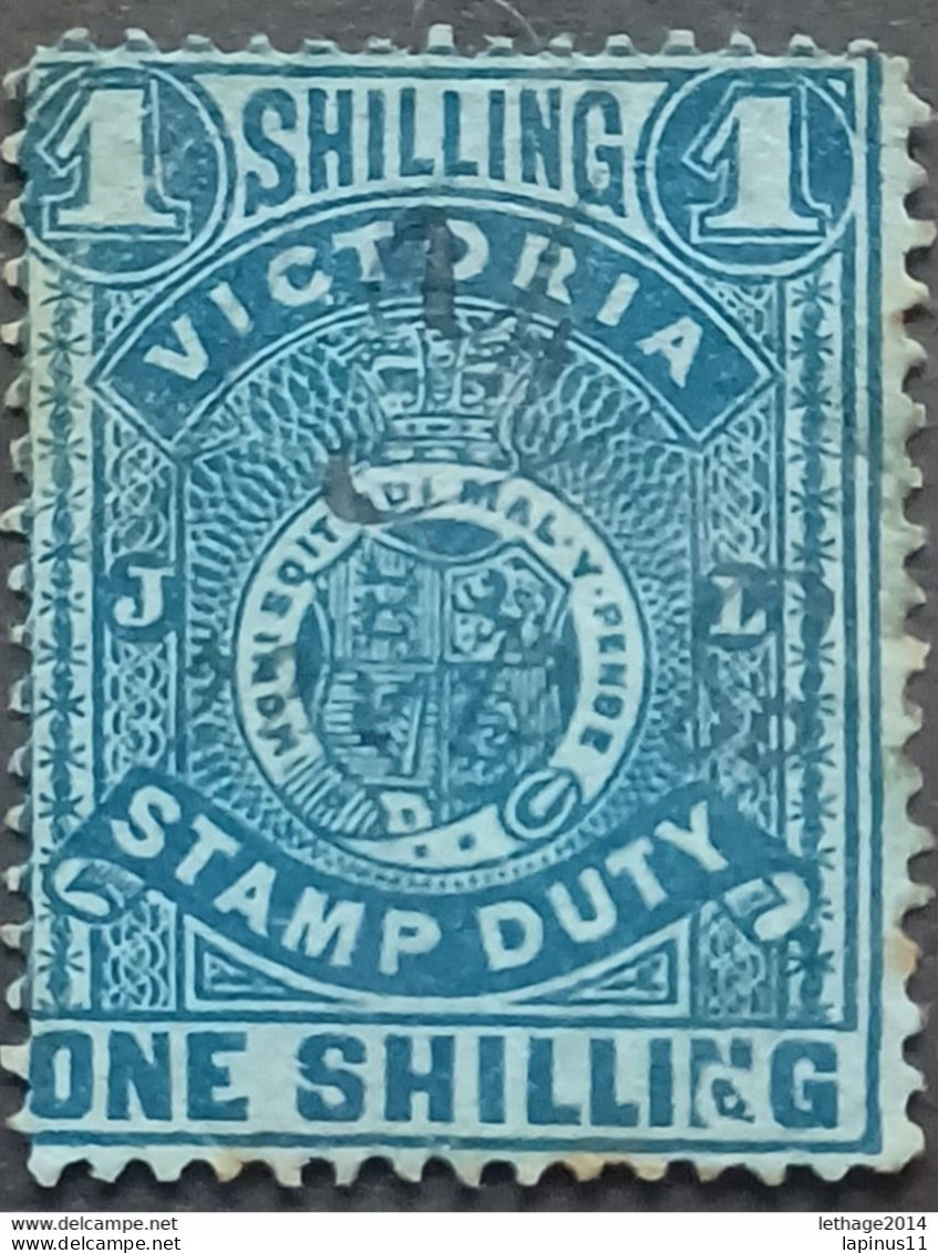 ENGLISH COLONIES VICTORIA 1884 STAMP DUTY GIBBONS N.44 VARIETY WMK SIDEWAYS BIG ERROR "N" SHILLING - Gebraucht